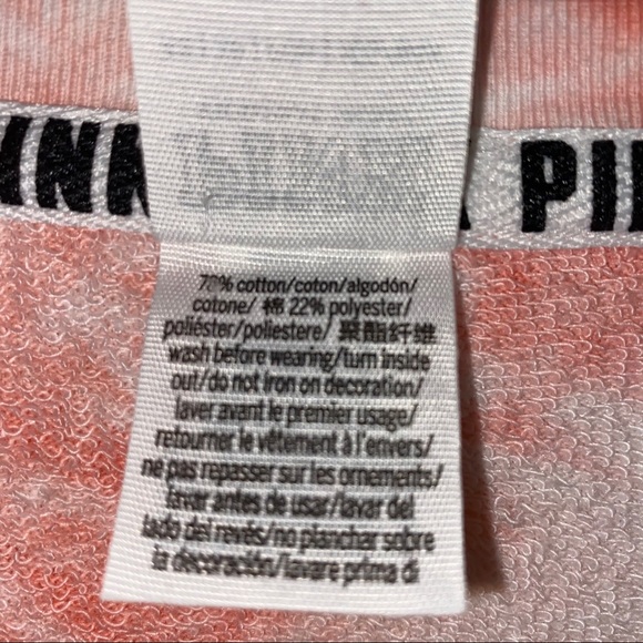VS PINK Coral Tie Dye Pullover Crop Sweatshirt Top - Picture 6 of 7